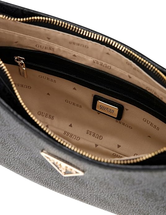 GUESS Noelle II Top Zipper Shoulder Bag Coal Logo - immagine 2