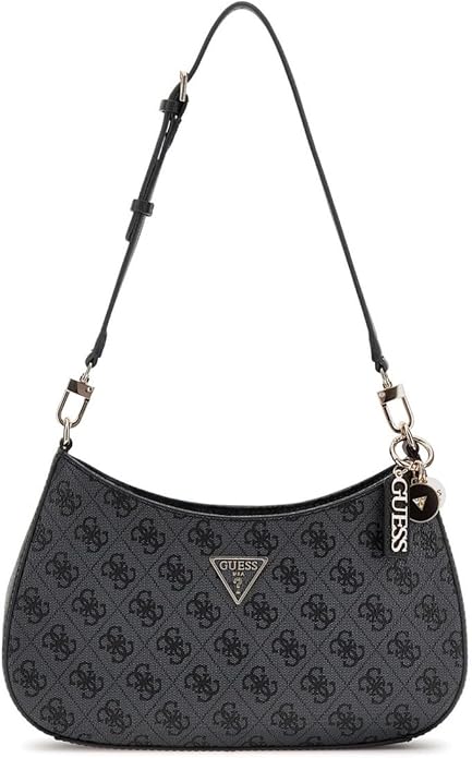 GUESS Noelle II Top Zipper Shoulder Bag Coal Logo